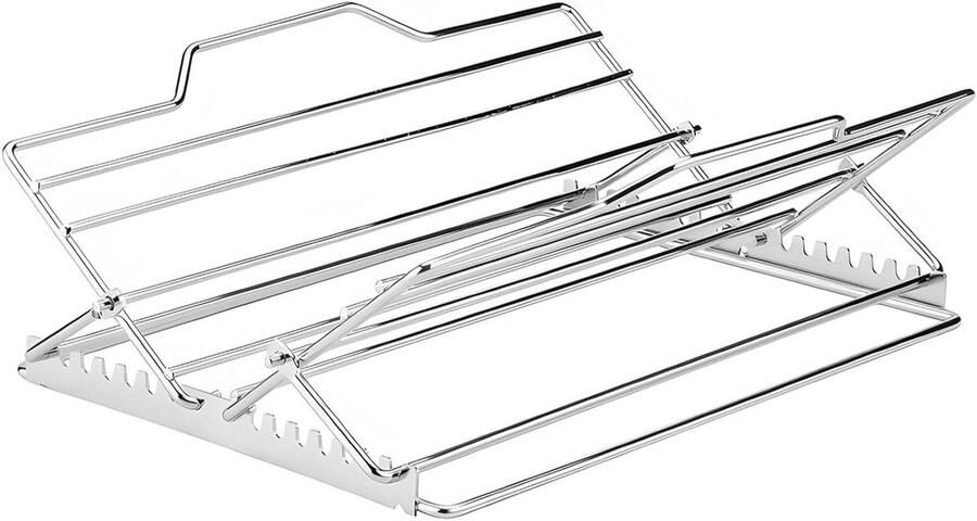 Roosterrek Roestvrij Staal Vleeshanger Oven Vlees Grillen Opvouwbaar Ontwerp 28 x 26.5 cm Zilver