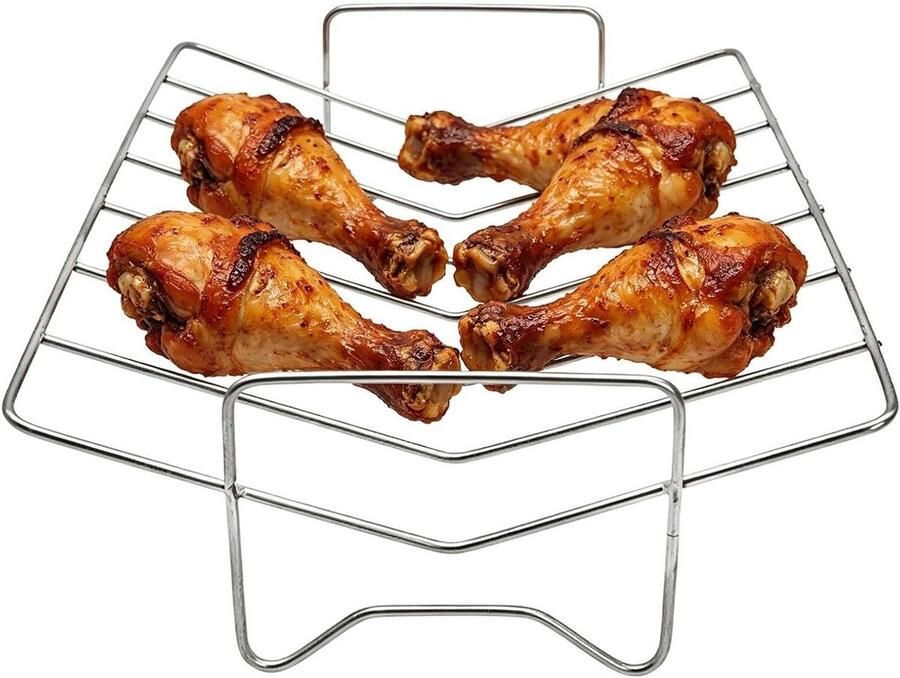 Roosterrek voor Oven Braadrek Kalkoen Gelijkmatig Braden V-vormig Ontwerp 29 x 21 x 8 cm Zilver