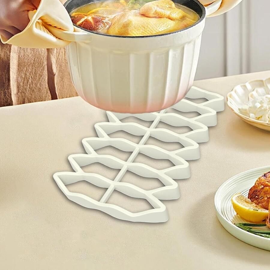 Roosterrek voor Oven Keuken Rooster Gelijkmatig Koken Bevordert Luchtcirculatie 23 x 15.6 cm Beige