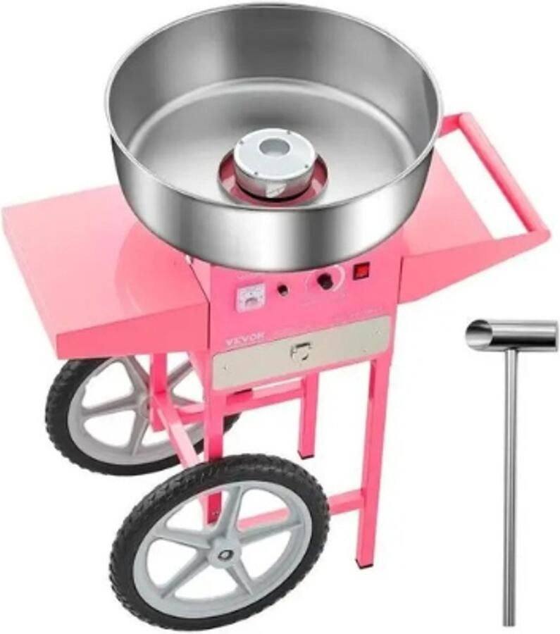 ROOTY Suikerspinmachine Suikerspinmachines Winkelwagen Suikerspinmaker Elektrisch 1000W Roestvrijstaal Roze