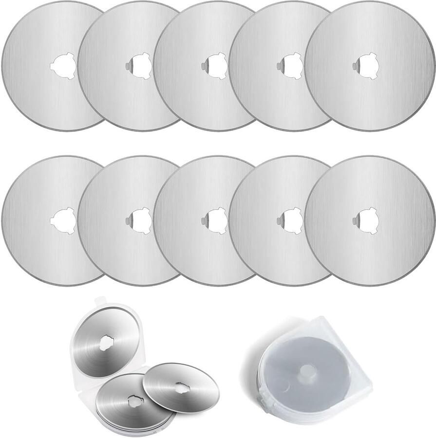 Rotary Snijbladen 45 mm 10 Stuks Ronde Roestvrijstalen Mesjes met Opbergdoos voor Papier Stof en Leer Geschikt voor Alle 45 mm Snijmachines