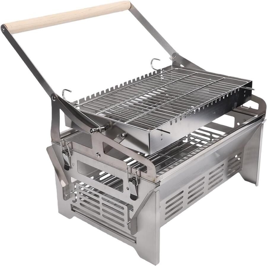 Roterende Barbecue Draaibaar Grillrooster Buiten Koken 360 Graden Rotatie 40x28 cm Zilver