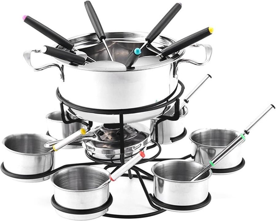 Roterende Fondueset Kaasfondue Set Gezellig Tafelen Compleet Voor 6 Personen 37 x 32 x 13 cm