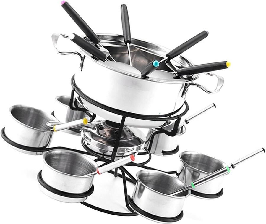 Roterende Fondueset Kaasfondue Set Gezellig Tafelen Spatwaterdicht Design 21 Delen Meerkleurig