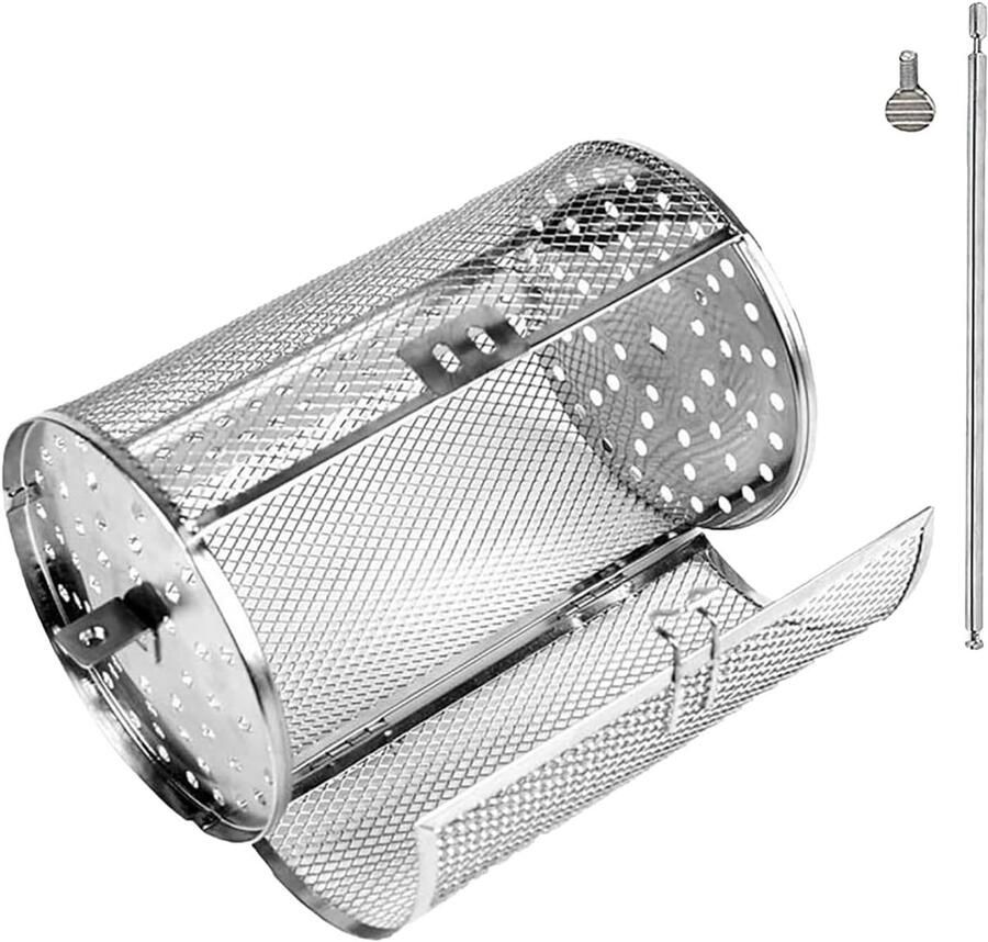 Roterende Grillkooi Ovenmand Baknotenbak Gelijkmatig Grillen Roestvrij Staal 14x23cm Type D