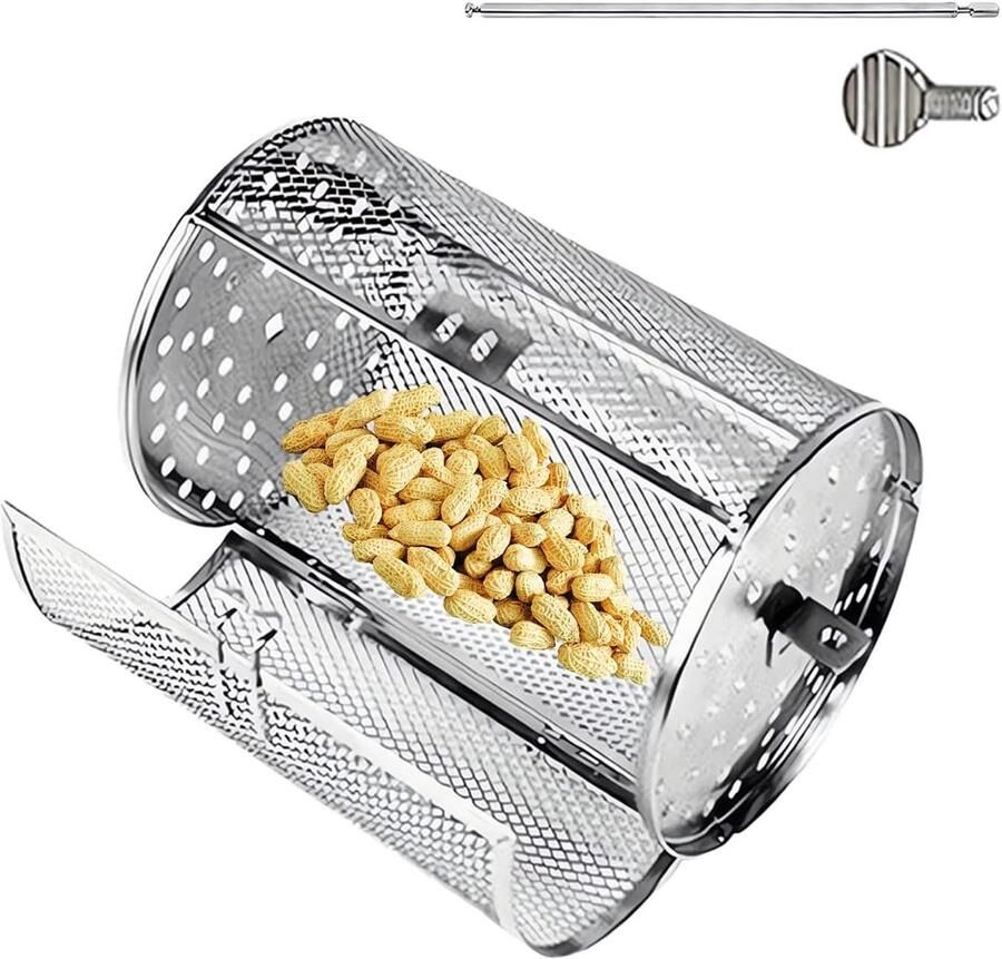 Roterende Grillmand BBQ Kooi Buiten Grillen Gelijkmatige Verwarming 18 x 12 x 12 cm Metaal