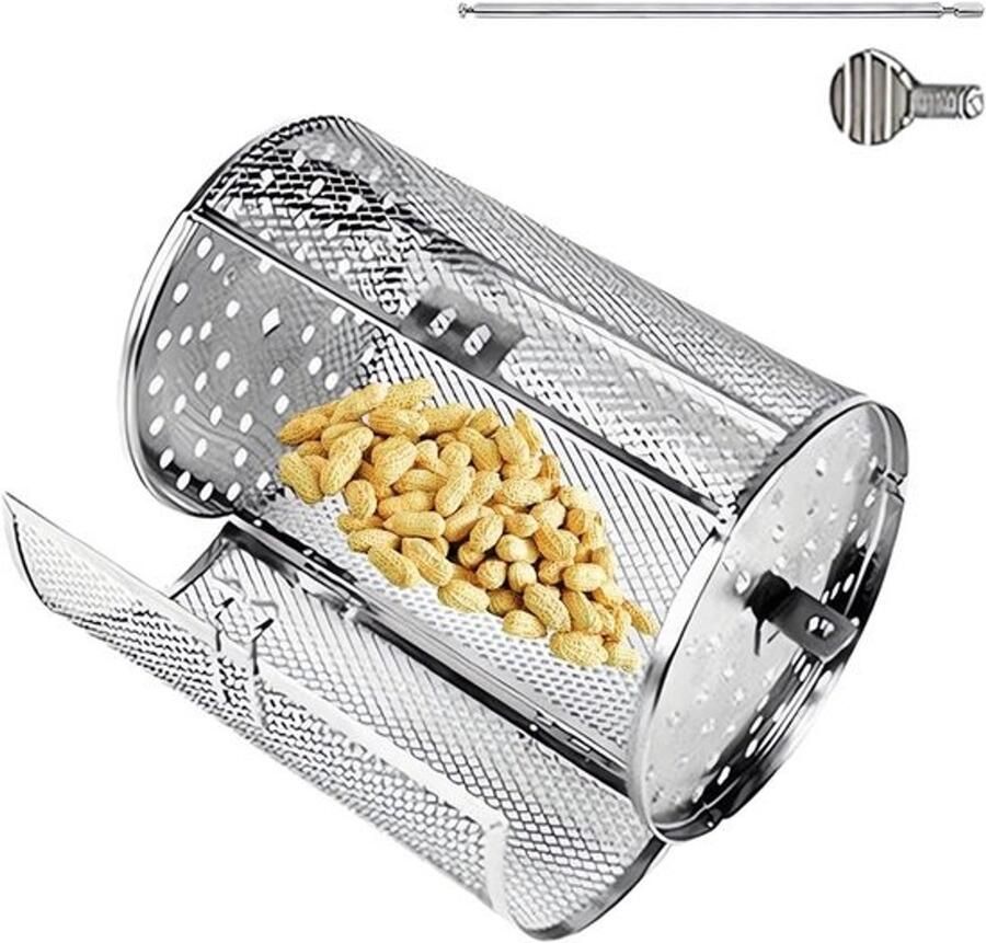 Roterende grillmand BBQ-kooi Voor buiten grillen Gelijkmatige verwarming 18 x 12 x 12 cm Metaal