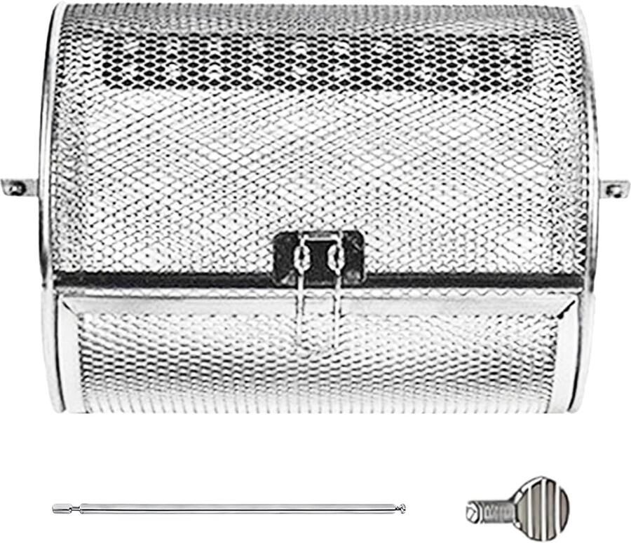 Roterende Grillmand Grill Kooi Gelijkmatig Grillen 360 Graden Rotatie 18 x 12 x 12 cm Zilver