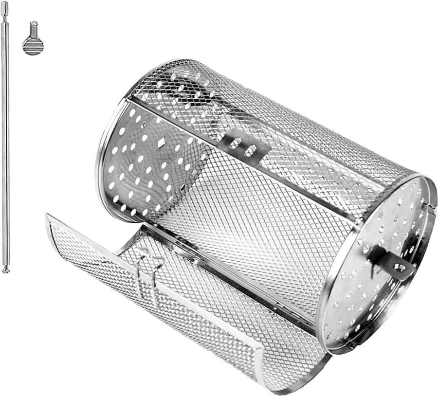 Roterende Grillmand Roestvrij Staal Mand Buiten Grillen Multifunctioneel Rooster 23 x 15 x 15 cm