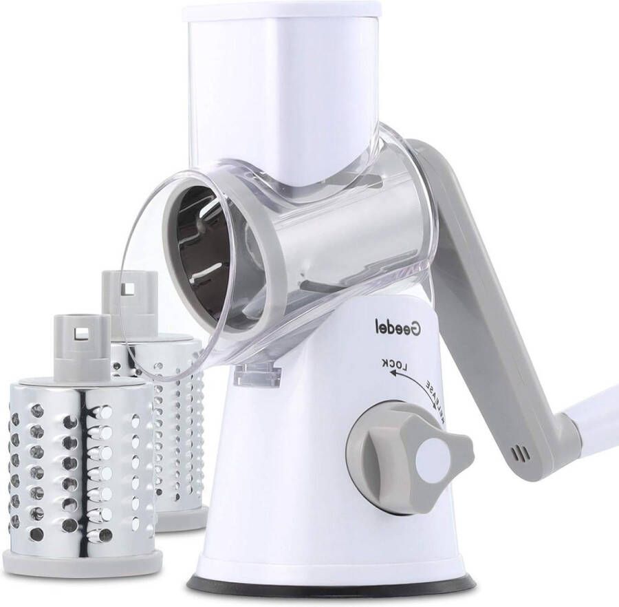 Roterende Kaasrasp Groenteheoel met Drie Trommelbladen Sneller en Gemakkelijk Snijden Handmatige Groentesnijder Ldeaal voor Kaas Komkommer Wortel Noten Keuken Gadget Bread Slicer