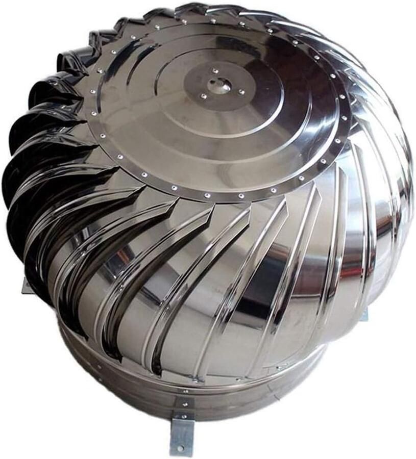 Roterende schoorsteenkap Rookkanaal ventilator Verbeterde verbranding Anti-downwind design Universele pasvorm Zilver