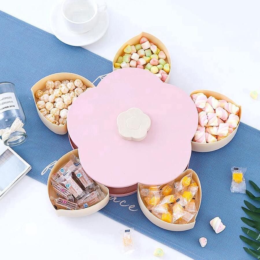 Roterende Sieraden organizer Container snoep Snoepdoos Nootjes Hapjes Borrel Snackbox Healthy High Tea Box 22 cm Bloem opbergdoos