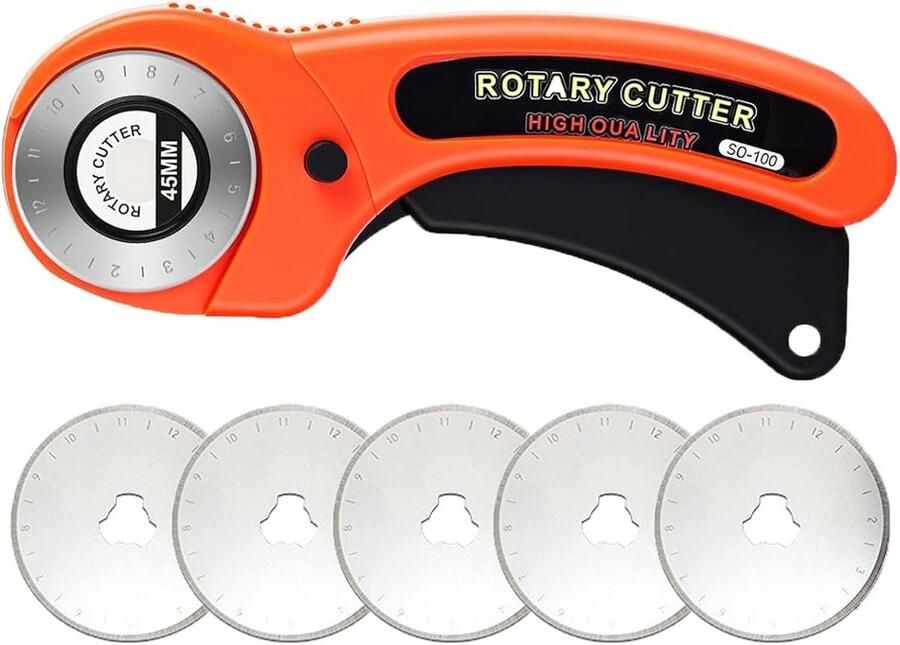 Roterende Snijder 45mm met 5 Reservemessen voor Stof Leer en Knutselen