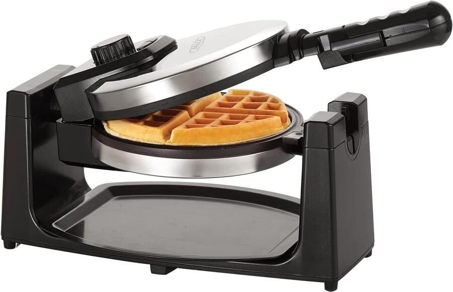 Roterende Wafelmaker Wafelijzer Luxe Ontbijt Maken 1 Inch Dikke Wafels 17.8 cm Wafels Roestvrij Staal