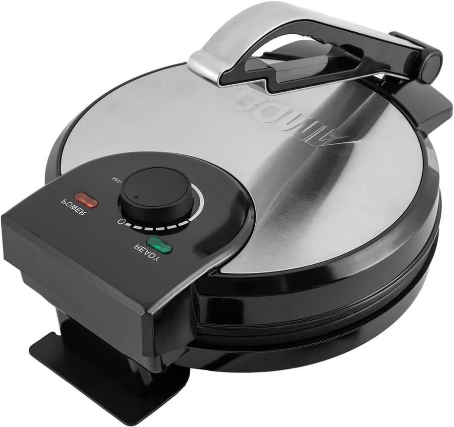 Roti Maker Chapati Maker Pannenkoeken Bakken Dubbele Verwarming 26 cm Zwart en Zilver