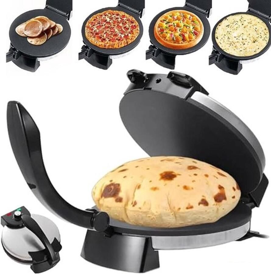 Roti-maker Chapati-maker Voor gerechten Verstelbare temperatuur 10 inch Zwart