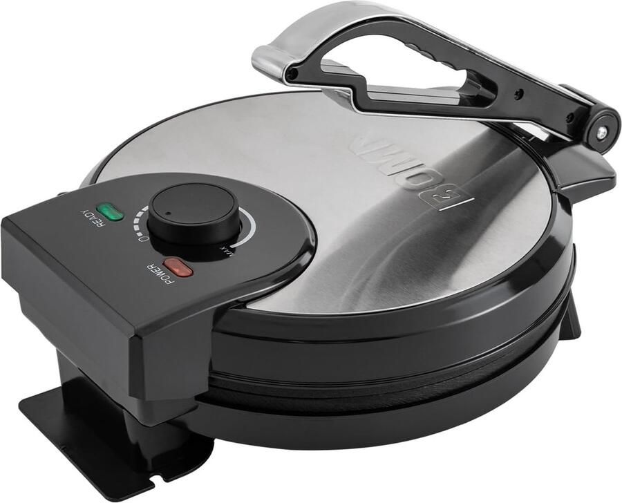 Roti Maker Pannenkoekenpan Platbrood Bakken Dubbelzijdig Verwarmen 26 cm Zwart Zilver