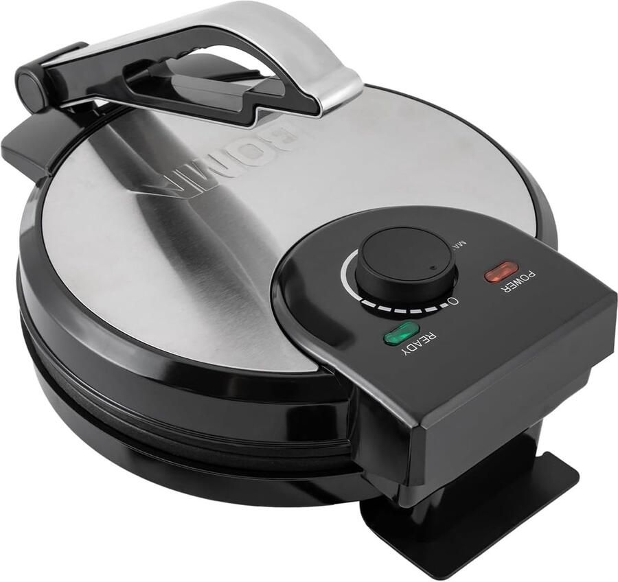 Roti Maker Tortilla Pers Pannenkoeken Bakken Instelbare Temperatuur 26 x 34 cm Zwart Zilver
