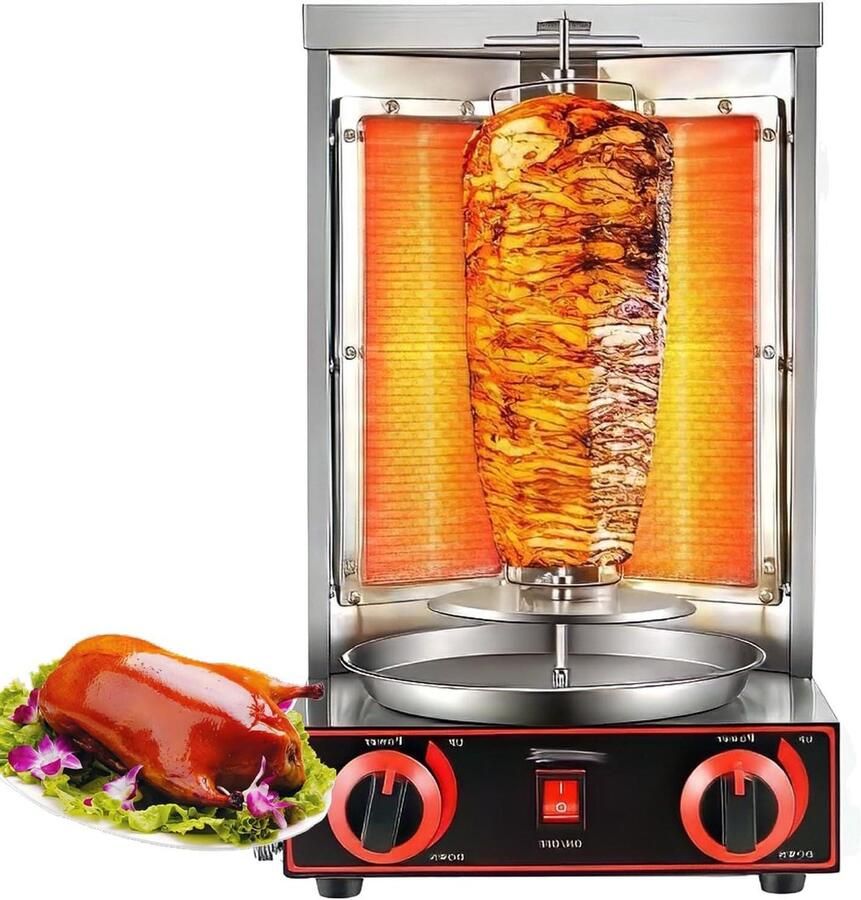 Verticale Grill Roterende Oven Vlees Grillen 360 Graden Roterend Tot 59 kg Zilver
