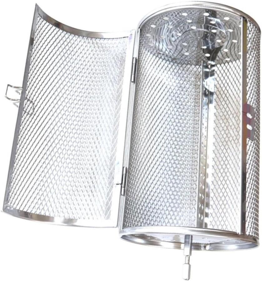 Rotisserie Mand Grill Kooi Barbecue Gerechten Vergrendelingsgesp 30 x 18 x 18 cm Zilver