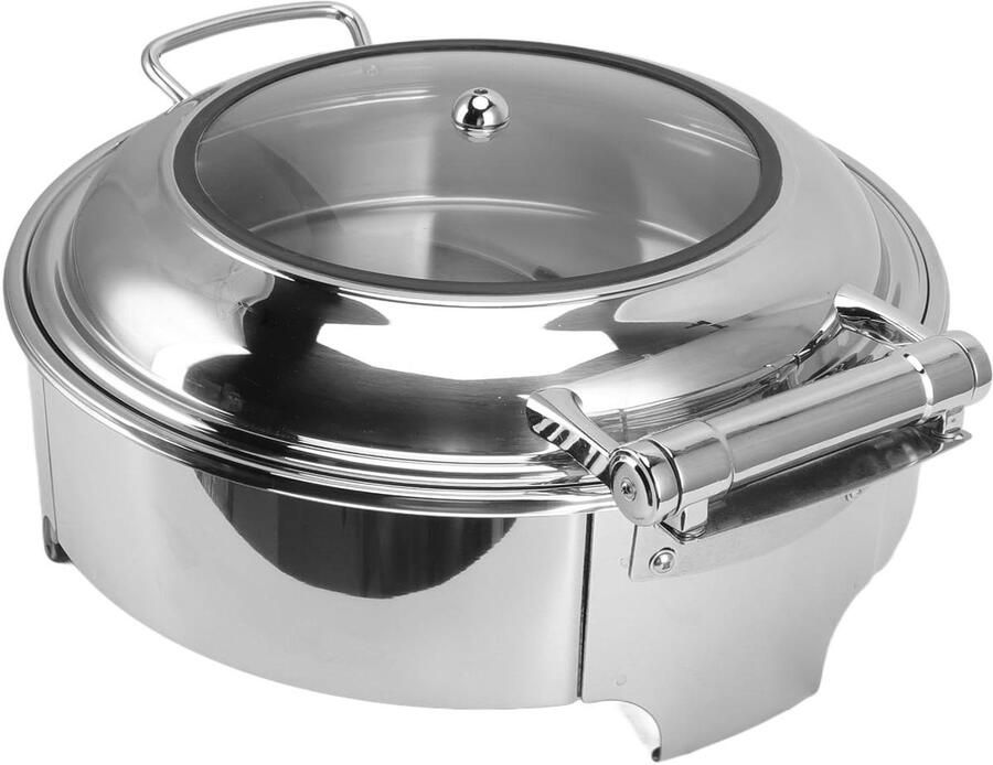 Round Chafing Dish stainless steel round buffet chafer chafers and buffet warmers sets chafing dish buffet set with food tray water tray roll top lid for banquet parties