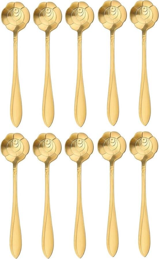 Rozenbloem lepels Dessertlepels Koffie roeren Rozenpatroon 20 stuks Goud