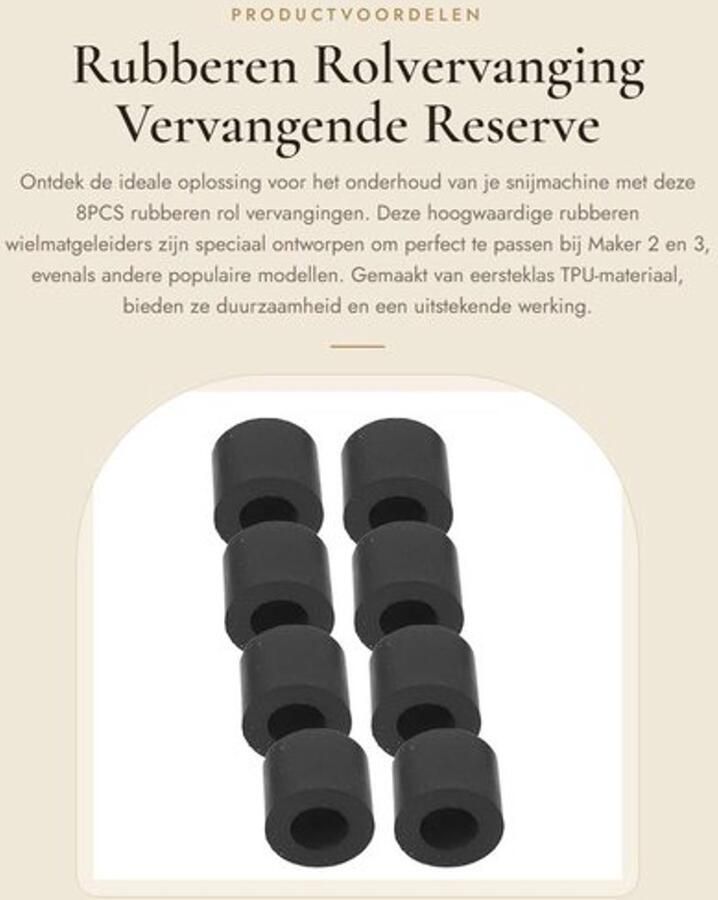 Rubberen Rol 8 Stuks Vervangende Reserve Rollen Duurzaam TPU Materiaal Compatibel met Maker 2 3 Soepel Snijden Roller Reparatie Onderdelen