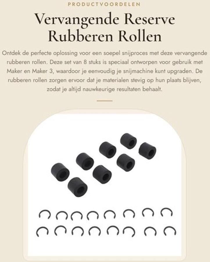 Rubberen Rollen 8 Stuks Vervangende Onderdelen Antislip Wielmatgeleider Inclusief 16 Borgringen Compatibel met Maker Maker 3 Voorkomt Slippen Snijmachine Rollen