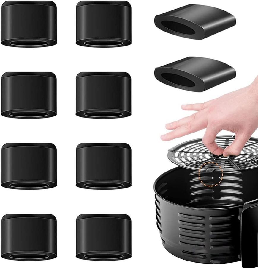 Rubberen voetjes airfryer Beschermende pootjes Voorkom schade Hittebestendig siliconen 10 stuks Zwart