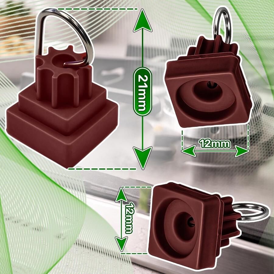 Rubberen Voetjes Gasfornuis Onderdelen Fornuis Stabiliteit Verhogen Hittebestendig Rubber 12 x 12 x 21 mm Rood - Foto 2