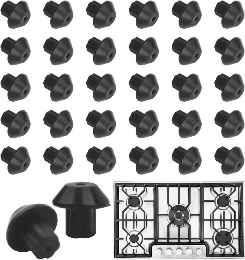 Rubberen Voetjes Reservepads Kookplaat Stabiliseren Roosters Hittebestendig Rubber 32 Stuks Zwart