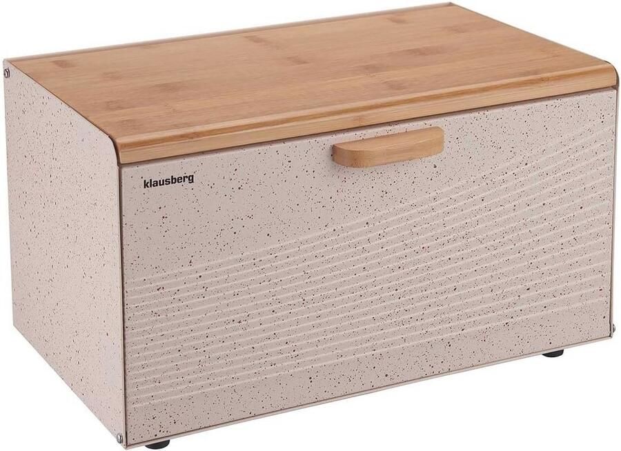 Ruime Broodtrommel van Hout en Roestvrij Staal Beige