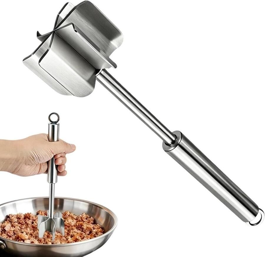 Rundergehakt Hakker Vleesmolen Keukengerei Snel Ingrediënten Verwerken 6-Bladig Roestvrij Staal 26 cm Zilver
