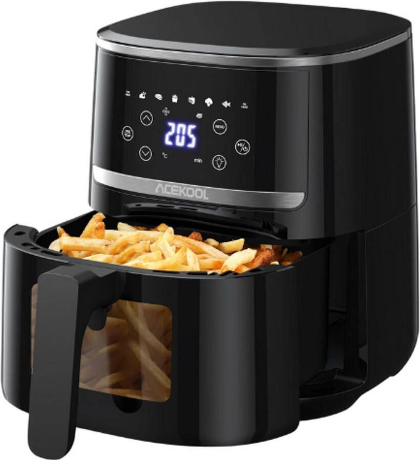 Rustive Acekool Airfryer 5 Kwart Digitaal Display Luchtfriteuse Broodrooster Olievrij Zichtbaar Venster Ovencombinatie met 8 Kookvoorinstellingen