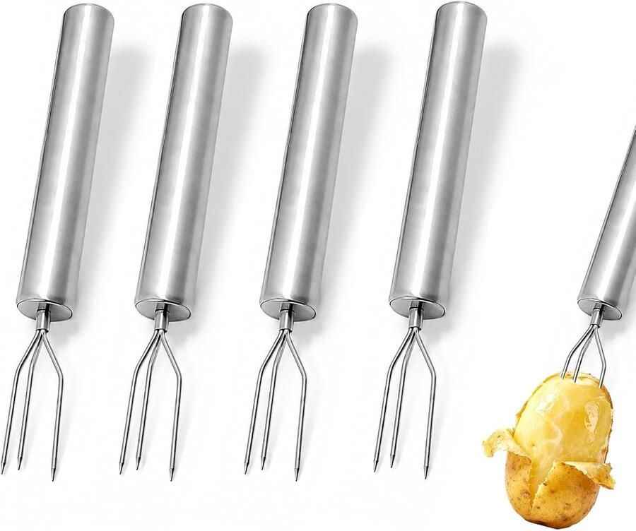 RVS Aardappelschilvorken Set van 4 Stuks 15 cm Lange Aardappelvorken voor Koken en Grillen