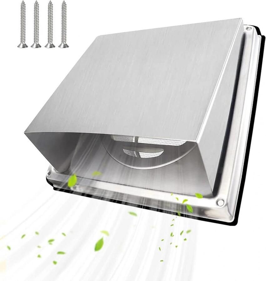 RVS Afzuigkap 100mm Voor Wandmontage met Ventilatie Roosters en Insectennet