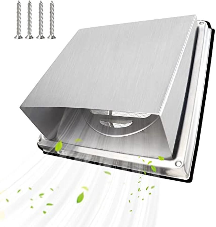 RVS Afzuigkap 100mm Voor Wandmontage met Ventilatie Roosters en Insectennet