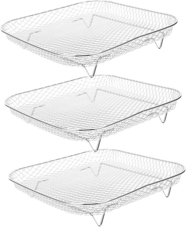 Rvs Airfryer Rek Vierkant 3pcs Airfryer Accessoires Veelzijdig Airfryer Toast Rek Voor Grillen