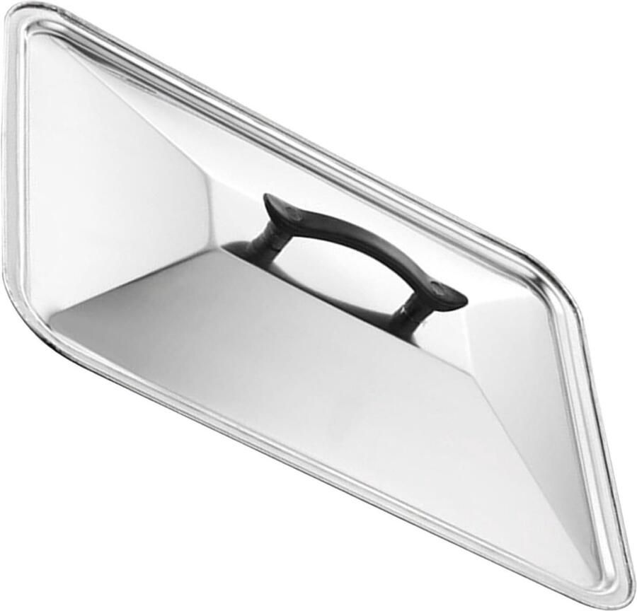 RVS Bakplaat Deksel Smeltkap Griddle Kaas Smelten Hittebestendige Randen 40 x 30 cm Zilver