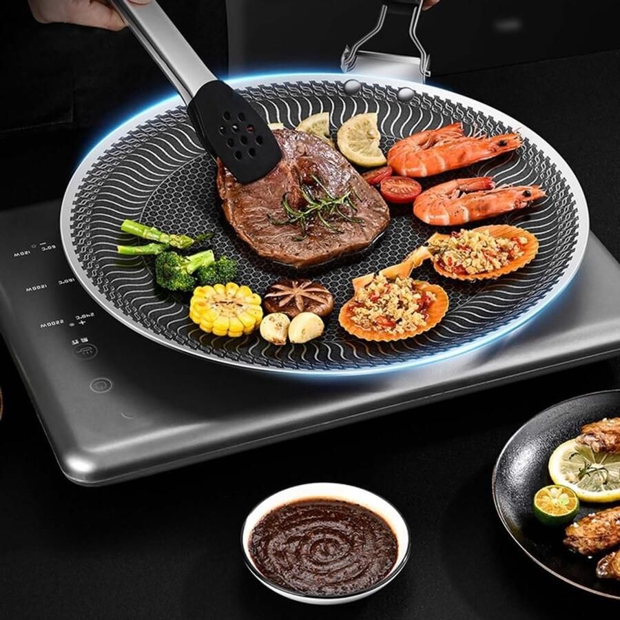 RVS Bakplaat Grillpan BBQ Koken Geleidt Warmte Goed 37x35x5 cm Zilver