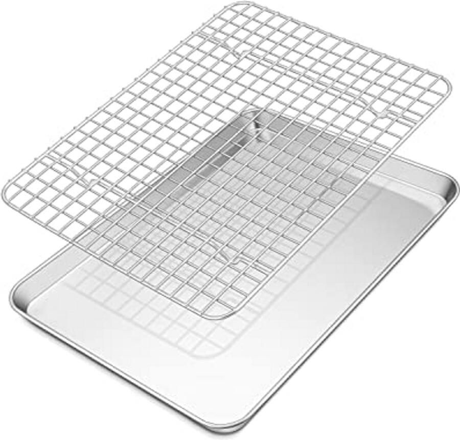 RVS Bakplaat met Koelrooster Gezonde en Duurzame Bakvorm 31 5 x 24 6 cm