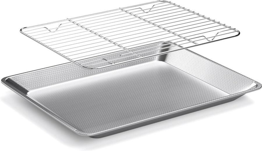 RVS Bakplaat met KoelroosterSet Rechthoekige Ovenplaat Grill- en Taartvorm
