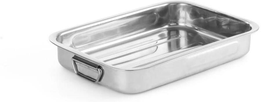 Rvs Bakplaat Ovenplaat Bakvorm Bakken in Oven Met Handgrepen 31x24x5 cm Zilverkleurig