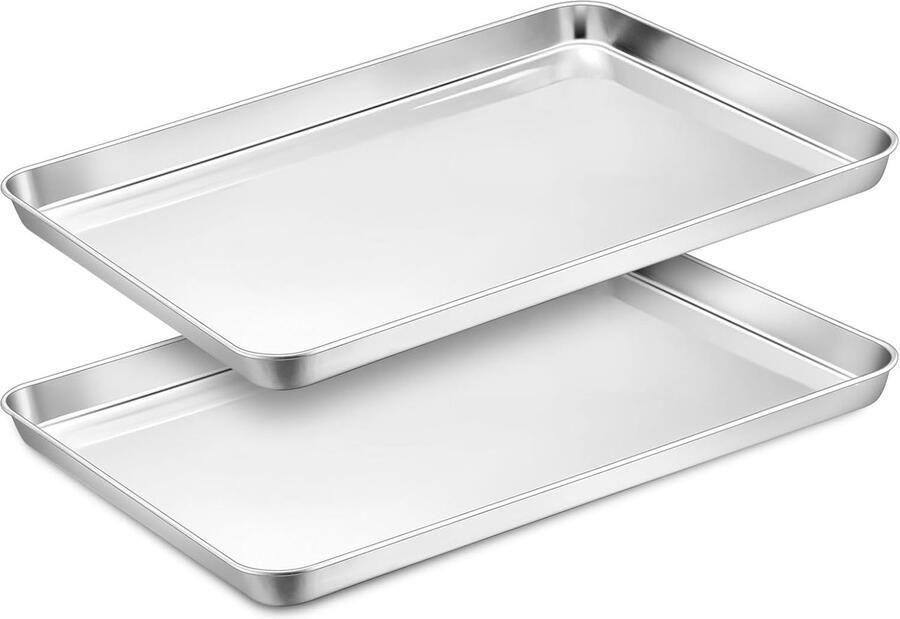 RVS Bakplaat Ovenplaat Rechthoekig Bakken Koken Serveren Voedselveilig Spiegellak 40x30x25 cm Zilver