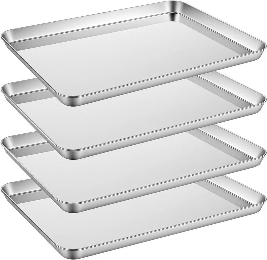RVS Bakplaat Set Ovenplaat Griddle Koken Bakken Roestvrij Staal 40.5 x 30.5 x 2.5 cm Zilver