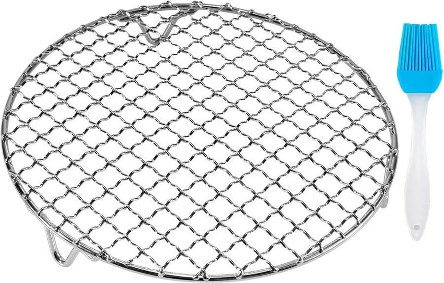RVS Bakrek Grill Rooster Koelen en Grillen Met 3 Poten 35 cm Diameter Zilver