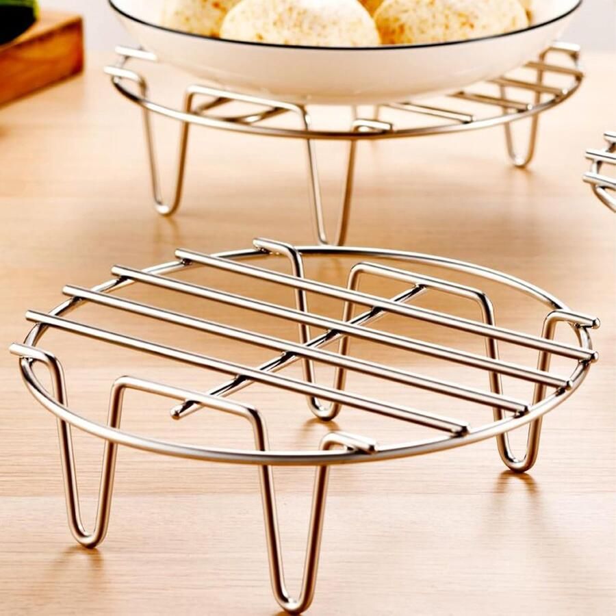 RVS Bakrooster Kookrek Stoomoven Voedsel Bereiden Gelijkmatige Warmteverdeling 20 cm Diameter Zilverkleurig