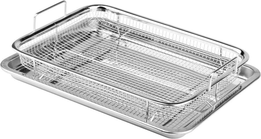 RVS Bakvorm met Rooster en Grillmand voor Ovens en BBQ