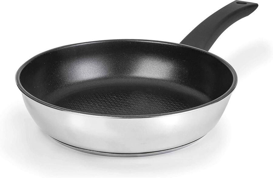 RVS Braadpan 18 cm met Anti-aanbaklaag 3-lagen Coating Geschikt voor Inductie Roterende Spit
