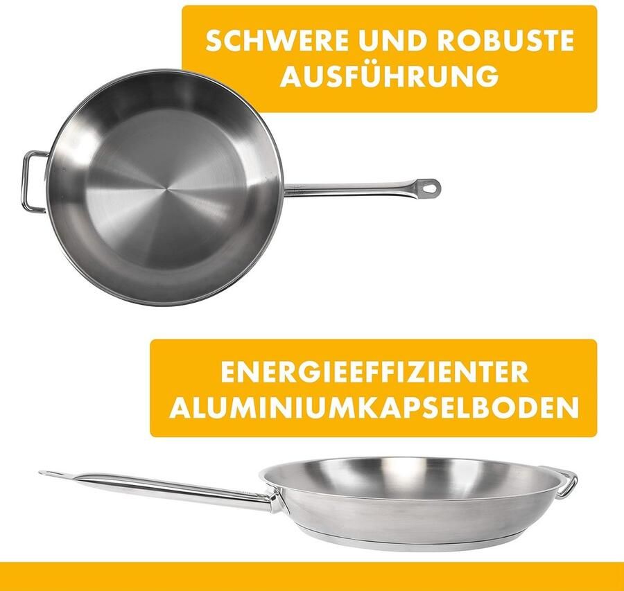 RVS Braadpan 36 cm zonder coating Geschikt voor Inductie